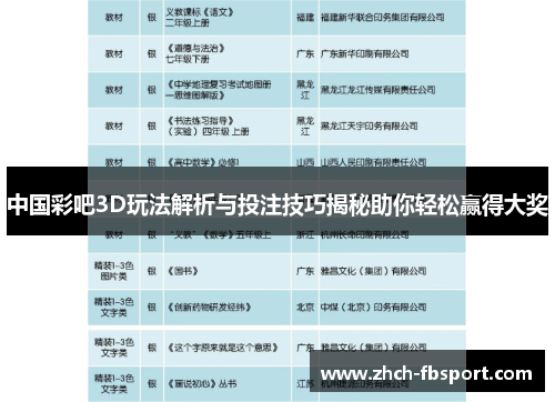 中国彩吧3D玩法解析与投注技巧揭秘助你轻松赢得大奖